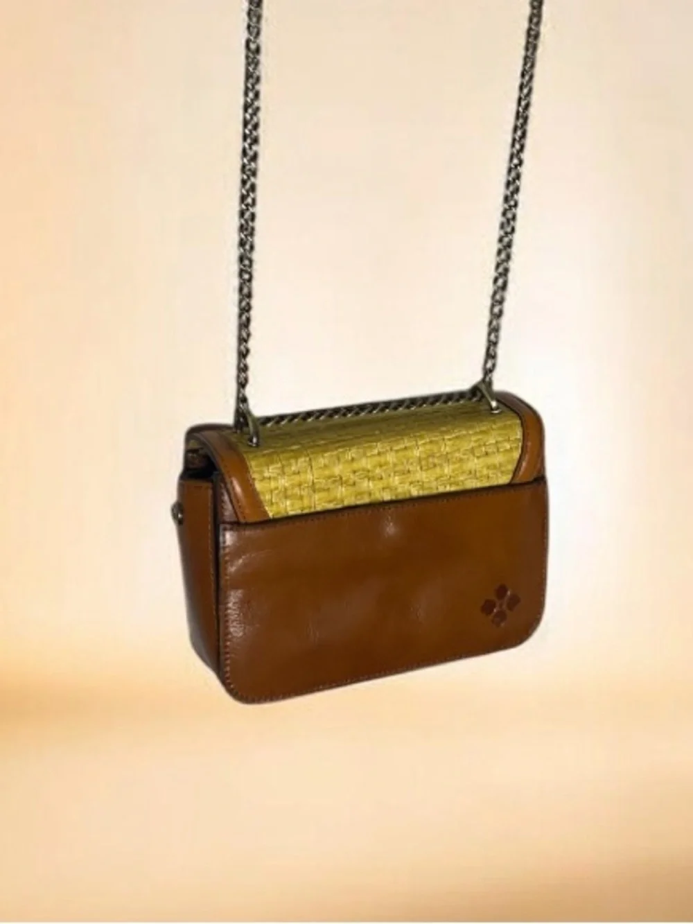Patricia Nash Leather & Woven Straw Flap Crossbody Bag - Pristine Condition